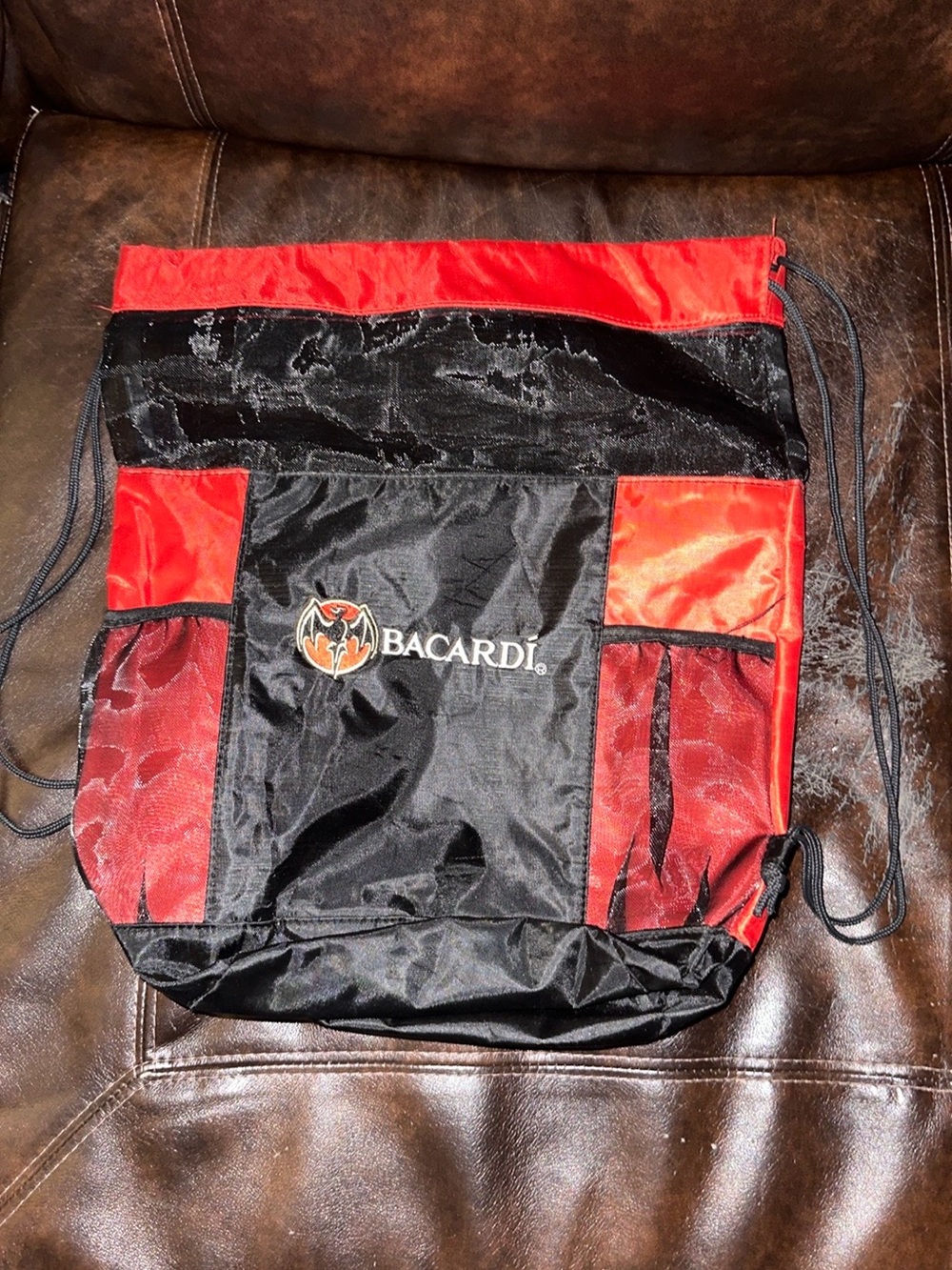 Bacardi rum liquor drink company collectible Black & Red Drawstring Gym Bag